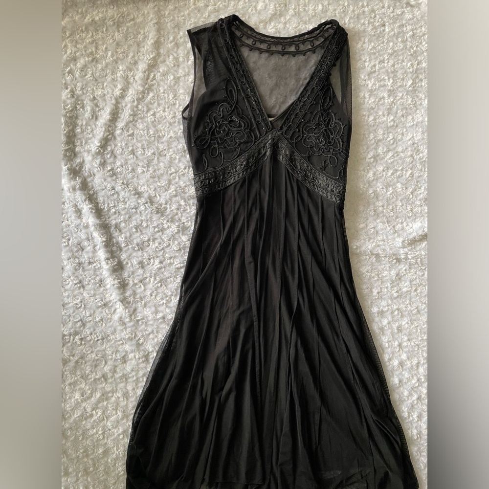 Black Sheer Swing Dress with Black Slip